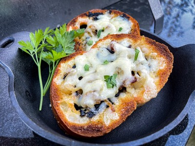 black garlic crostini